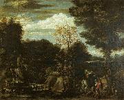 Gian  Battista Viola Landscape with a Devotional Image oil painting on canvas